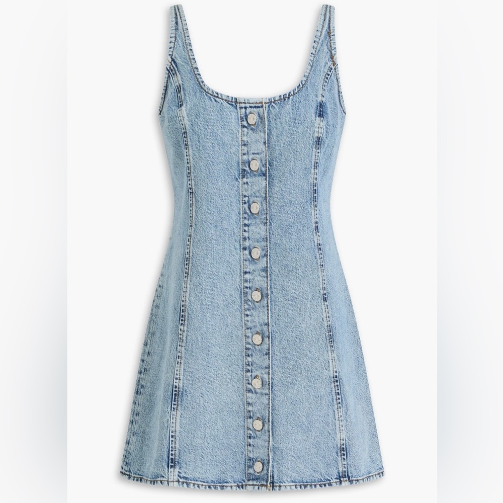 Light Wash Button-Front Denim Dress